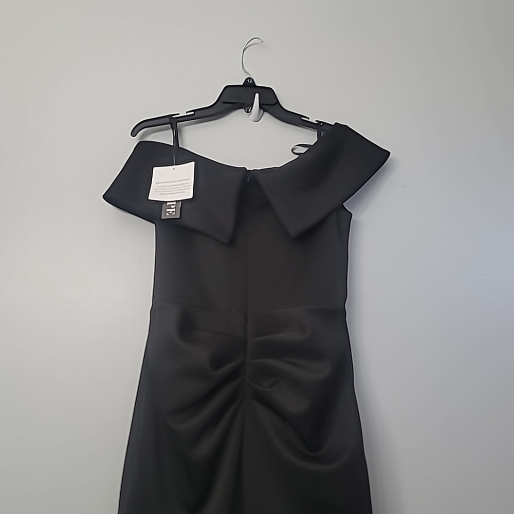 Xscape Evenings"Jessie" Short Scuba Off the Shoulder Ruffle Dress - Picture 10 of 11